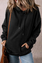 Fleece Lined Pocketed Drawstring Hoodie