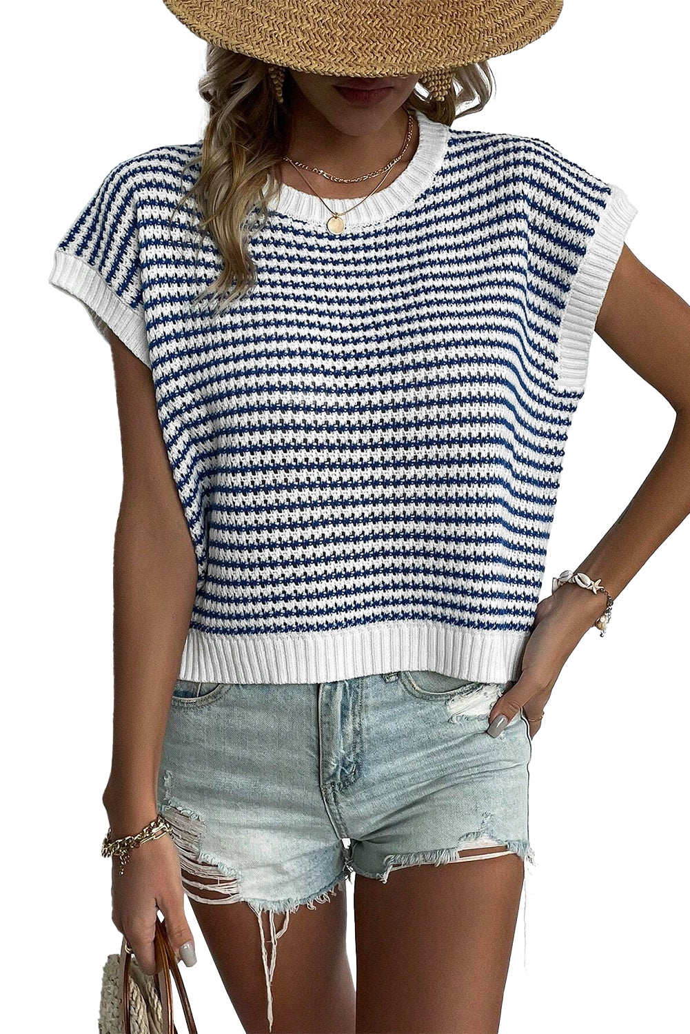 Stripe Ribbed Knit Sweater Top