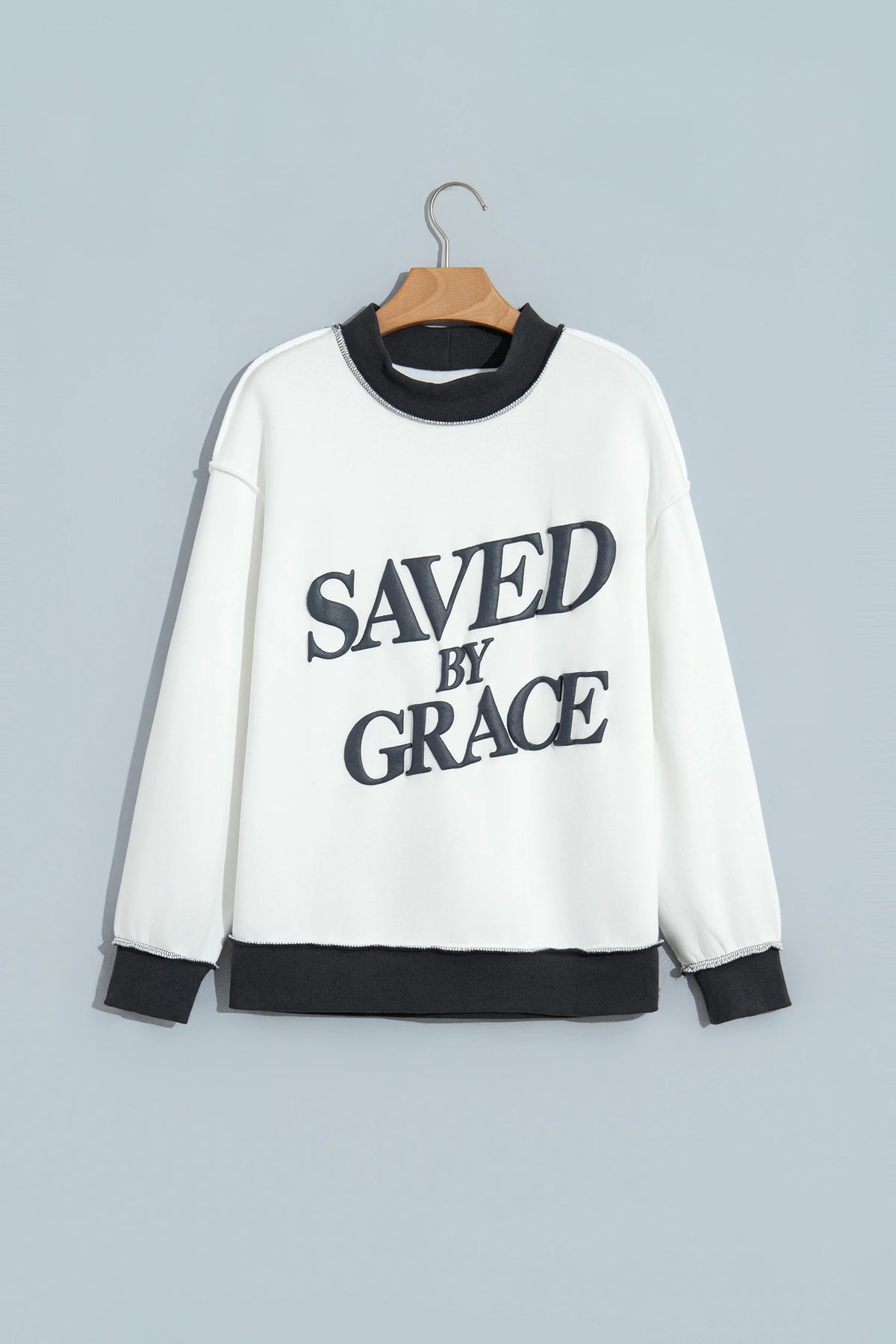 Saved By Grace Colorblock Mock Neck Oversized Sweatshirt
