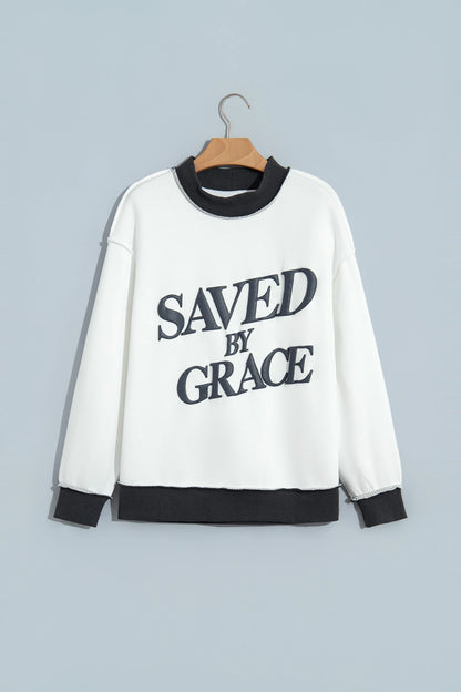 Saved By Grace Colorblock Mock Neck Oversized Sweatshirt