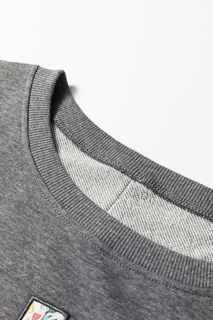 Valentine LOVE Floral Patchwork Reverse Seam Sweatshirt