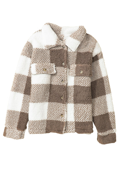 Plaid Sherpa Open Front Shacket