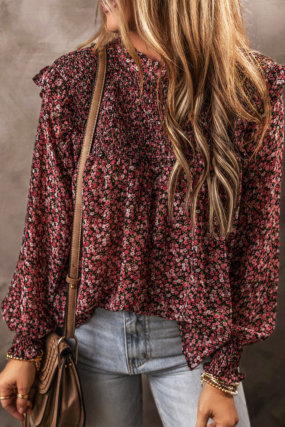 Floral Smocked Ruffle Blouse