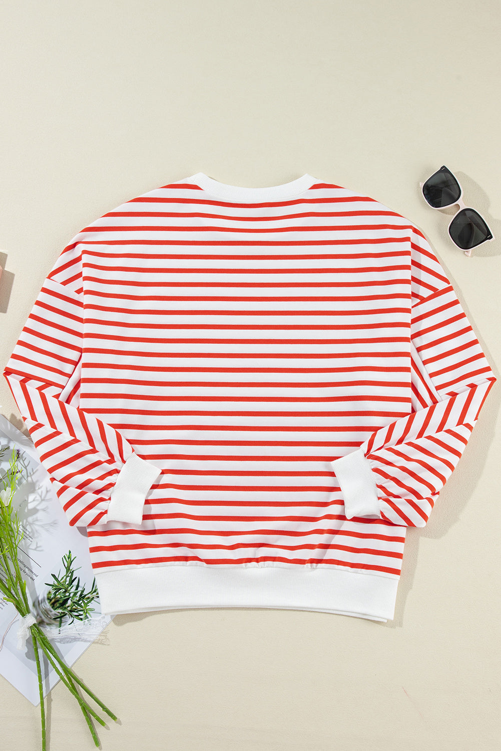 Stripe Drop Shoulder Crewneck Sweatshirt