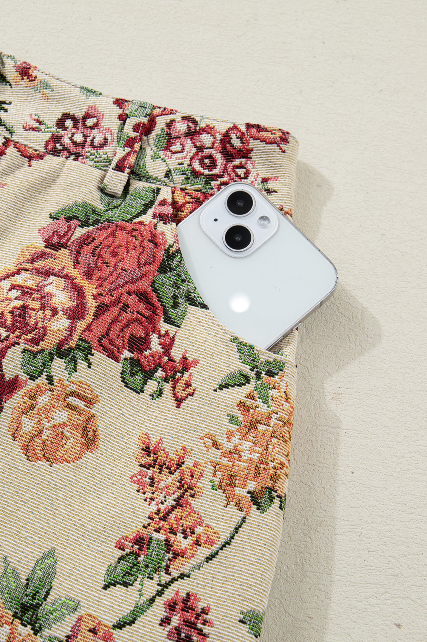 Floral Scallop Hem Button Front Mini Skirt