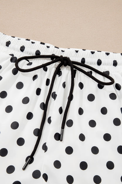 Polka Dot & Leopard Contrast Ruffle Trim Shorts