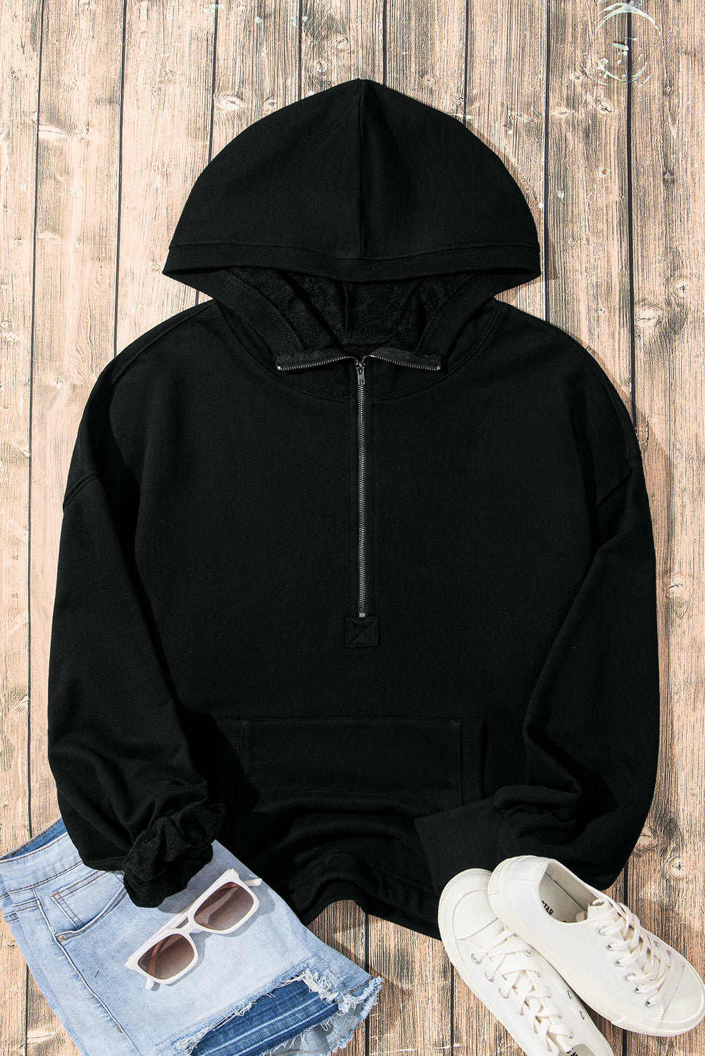 Solid Kangaroo Pocket Oversized Hoodie