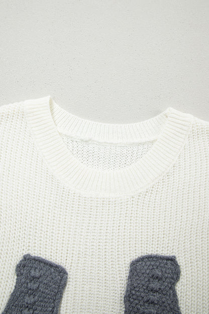Western Horseshoe Crochet Short Sleeve Sweater