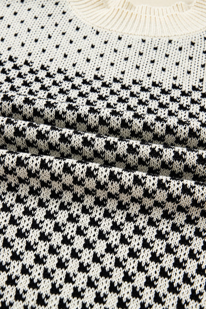 Dotted Colorblock Lantern Sleeve Sweater