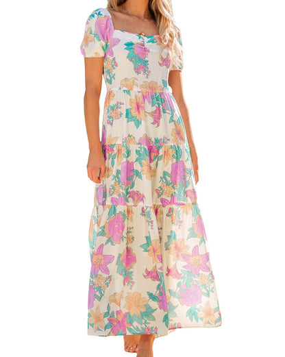 Floral Puff Sleeve Maxi Dress