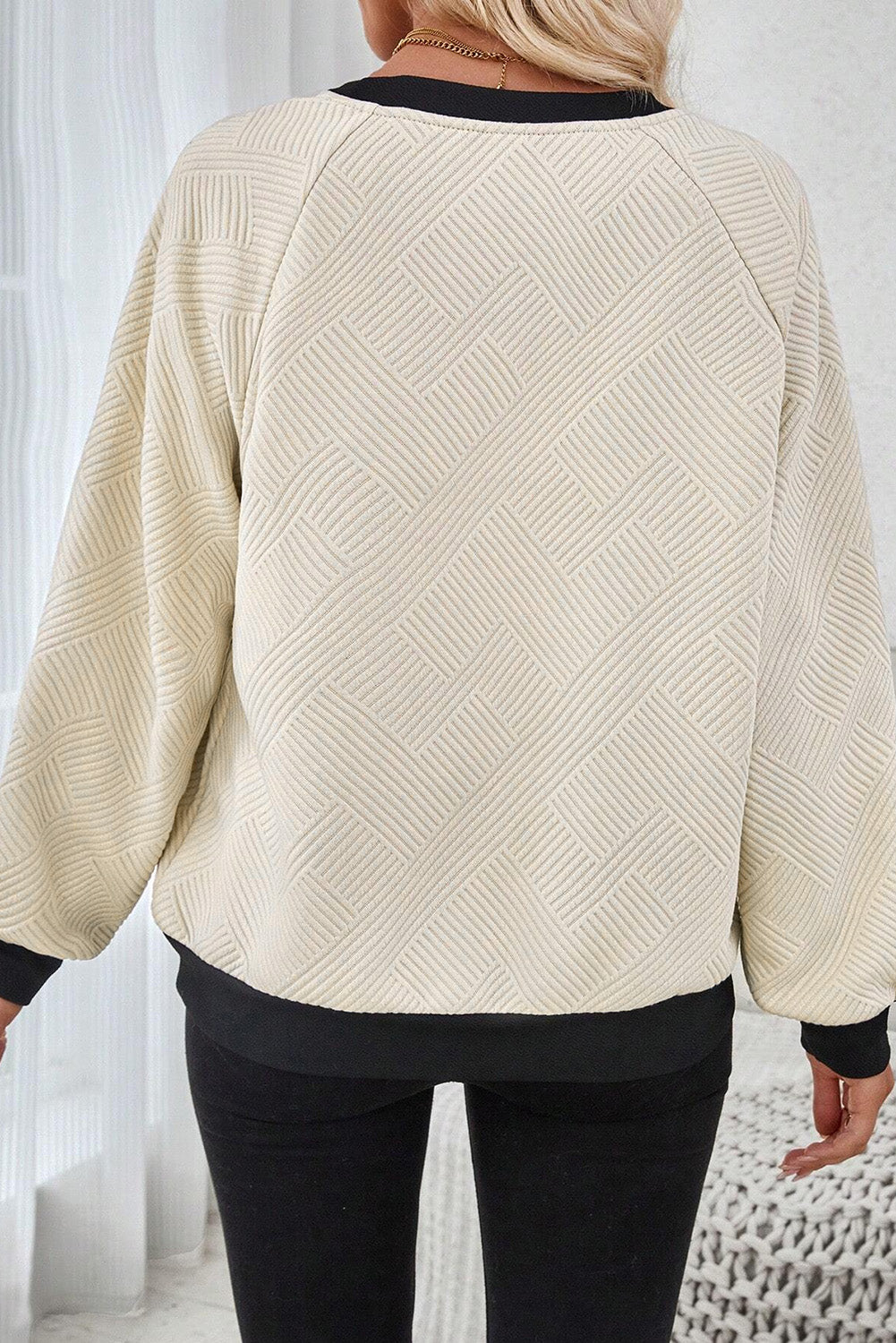 Colorblock Trim Raglan Sleeve Top