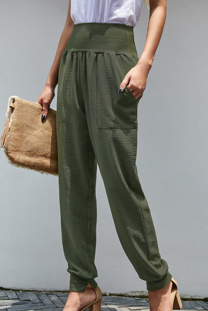 High Waist Pocketed Jogger Pants