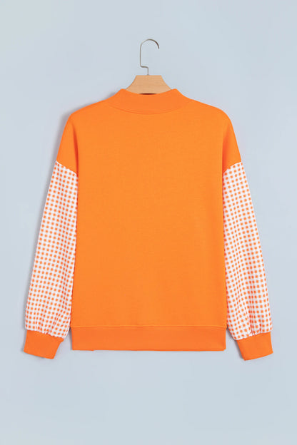 JOLLY & SPOOKY Gingham Patchwork Oversized Sweatshirt