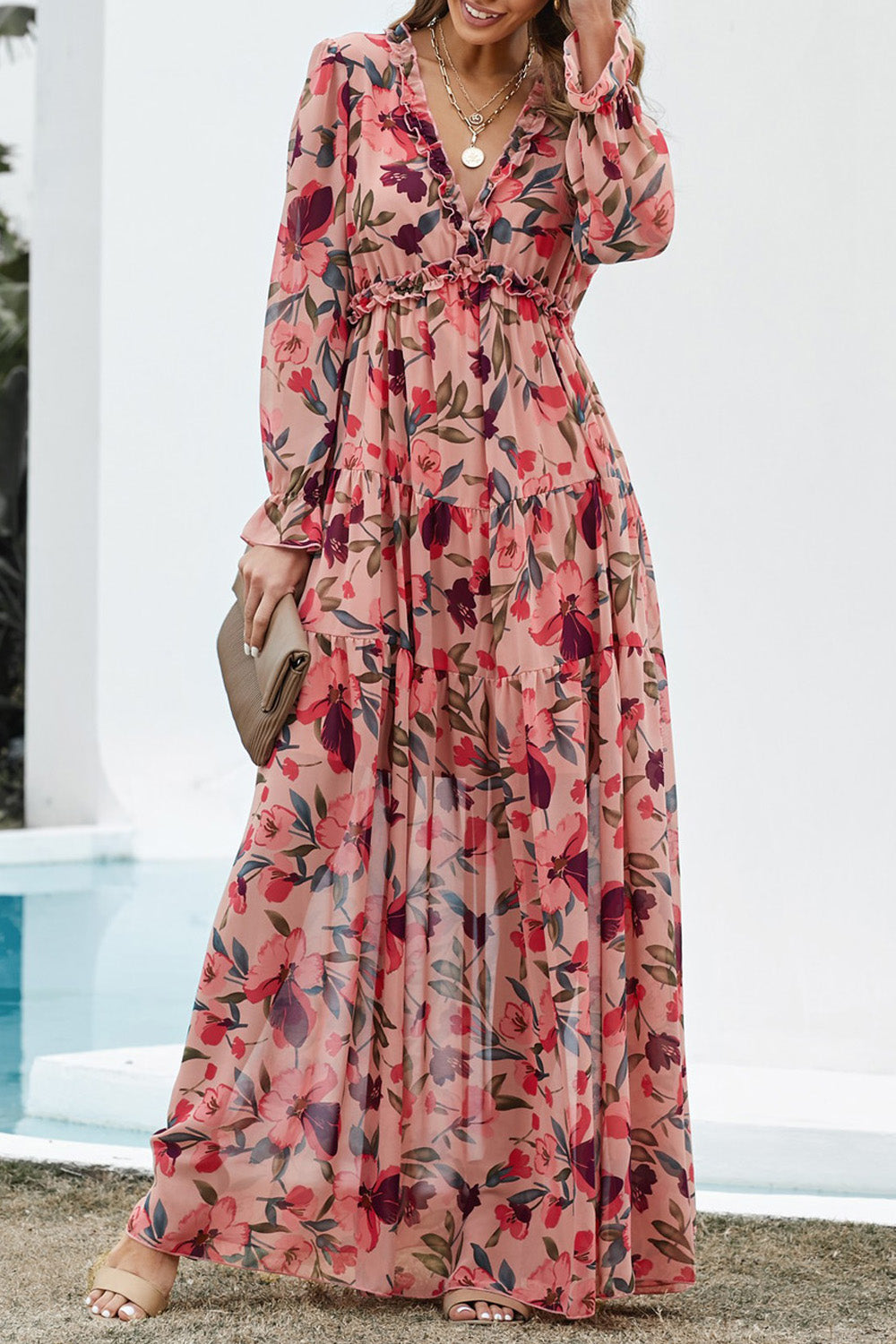 Floral Ruffle Tiered Maxi Dress