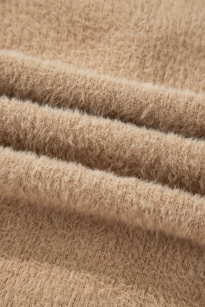 Solid Fuzzy Button-Front Cardigan