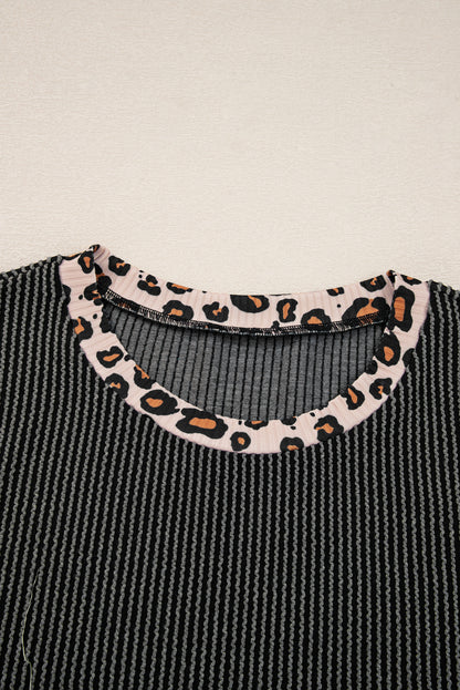 Leopard Corded Knit Top and Pants Set