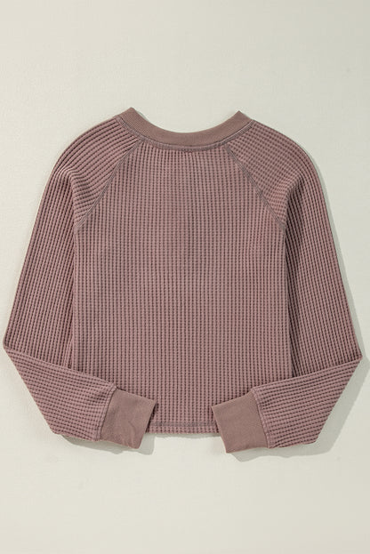 Waffle Henley Long Sleeve Top