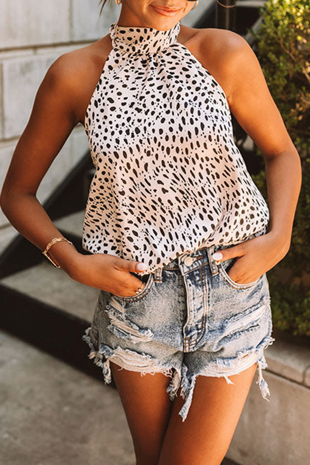 Leopard Halter Tank Top