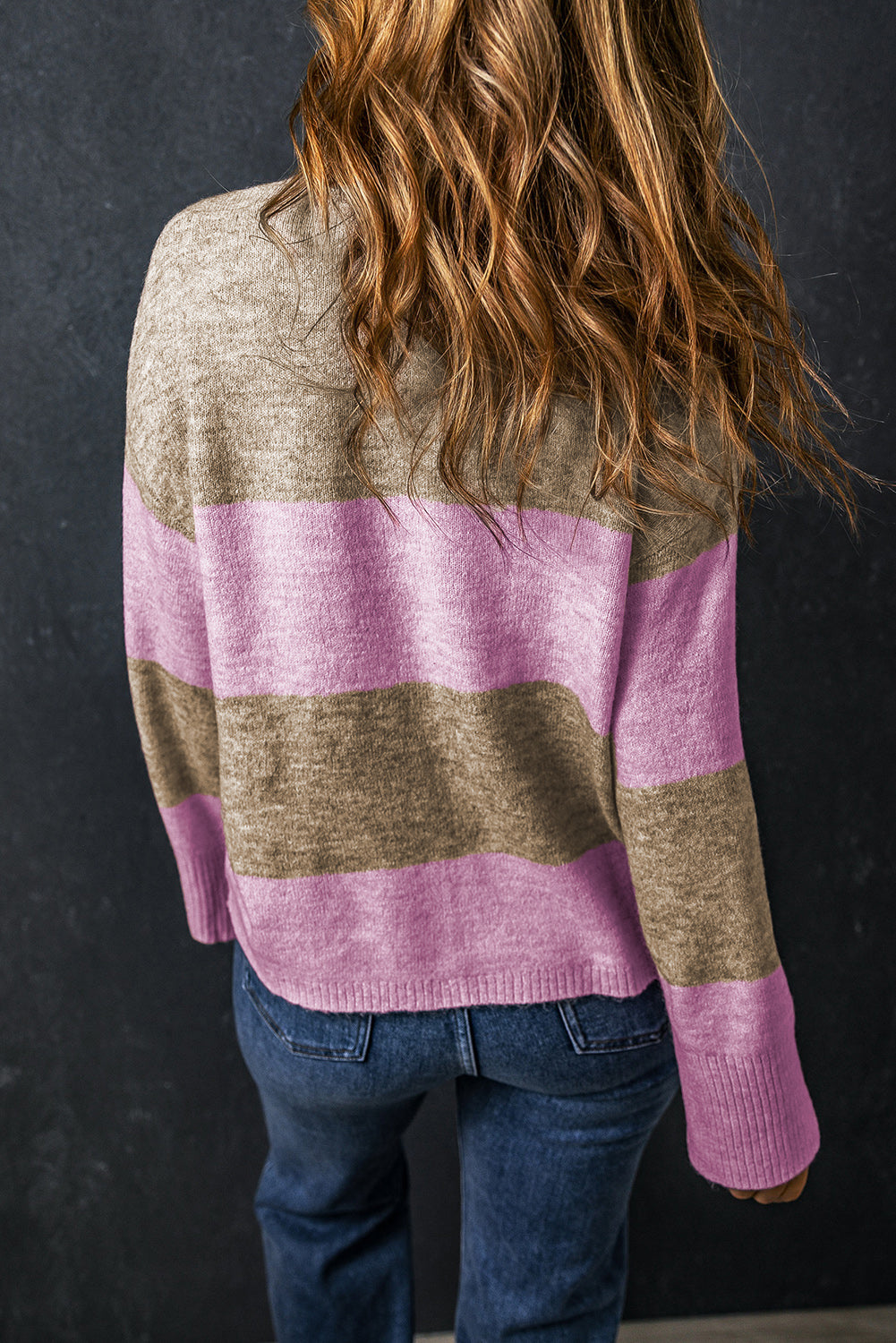 Colorblock Stripe Wide Sleeve Sweater