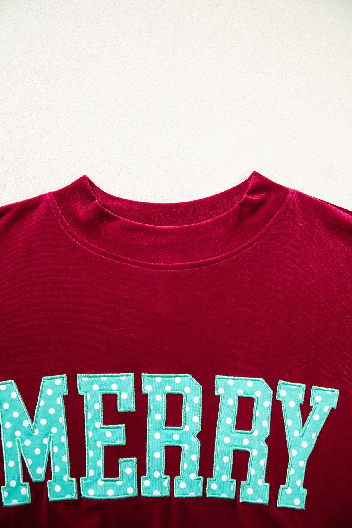 Christmas MERRY/PRAY Polka Dot Letter Print Velvet Sweatshirt