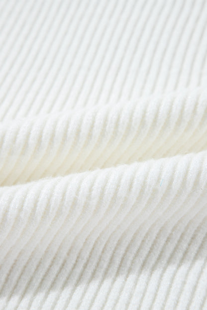 Valentine Heart Sequin Ribbed Knit Crewneck Sweater