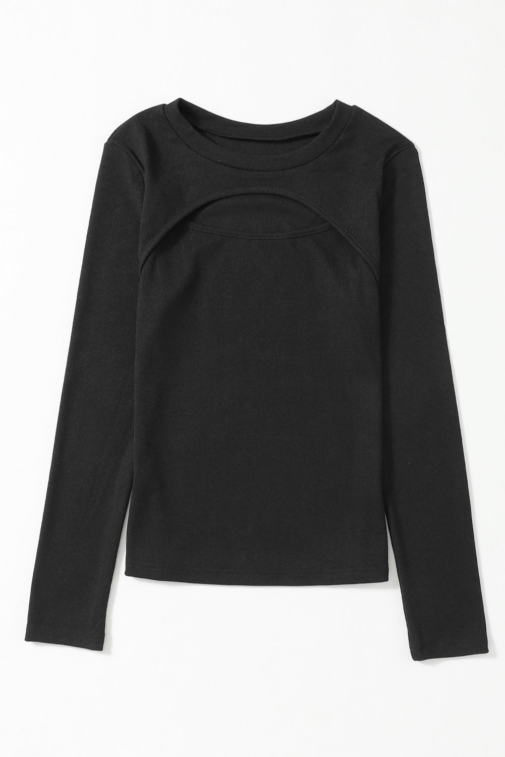 Ribbed Cut Out Long Sleeve Top