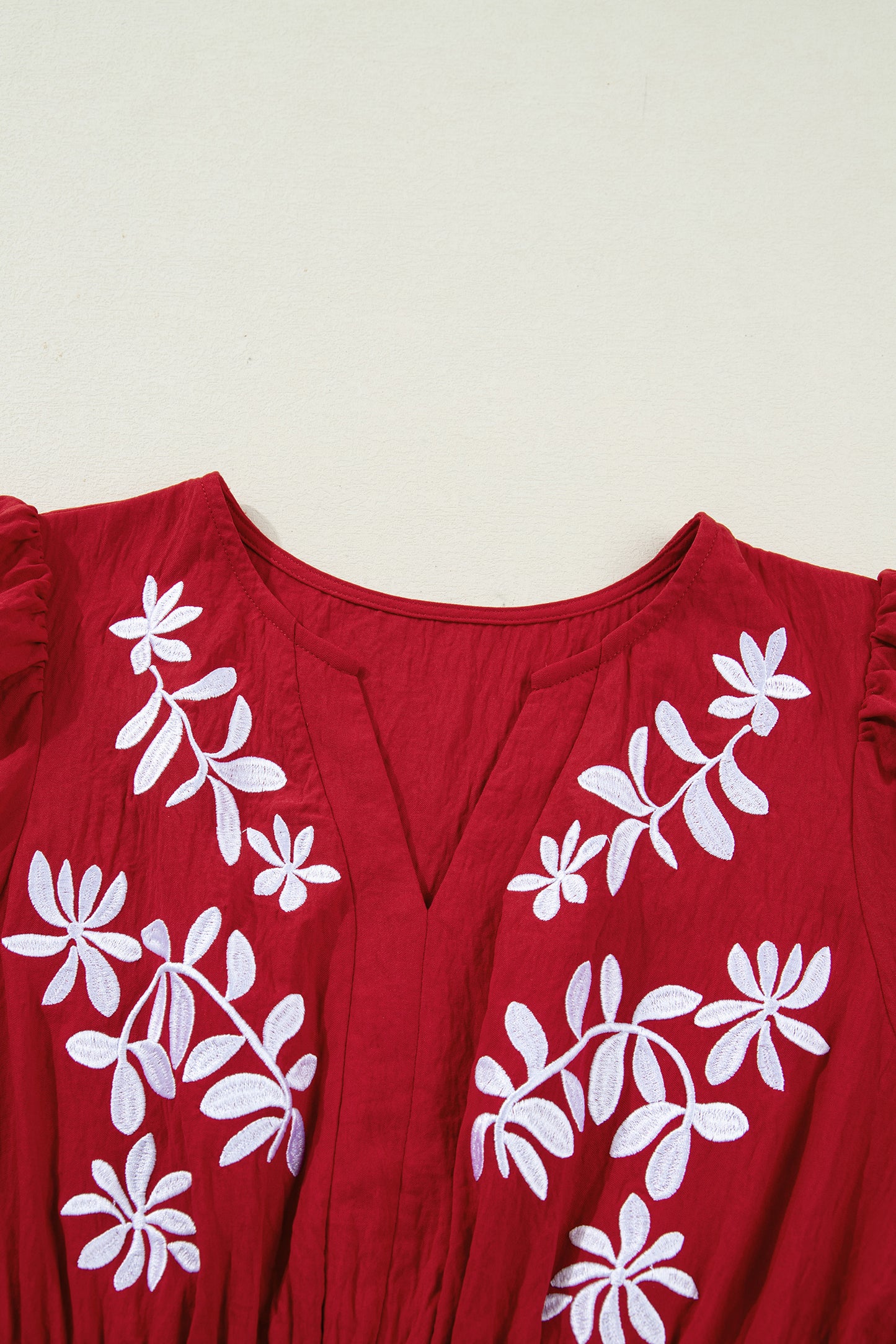 Floral Embroidered Long Sleeve Tiered Maxi Dress