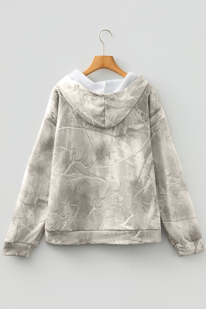 Camo Kangaroo Pocket Drop Shoulder Hoodie