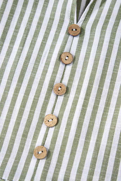 Stripe Tassel Tie-Neck Ruffle Tiered Dress