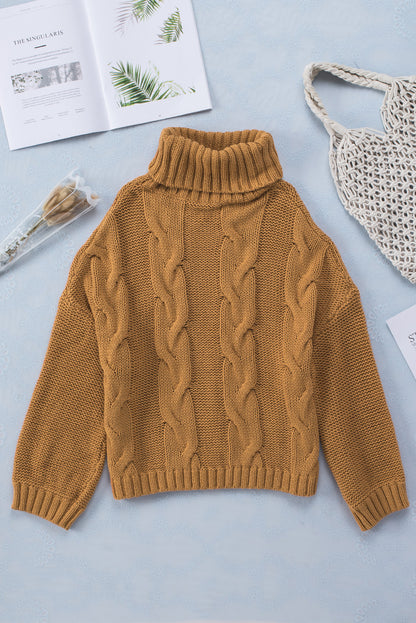 Cable Knit Turtleneck Sweater