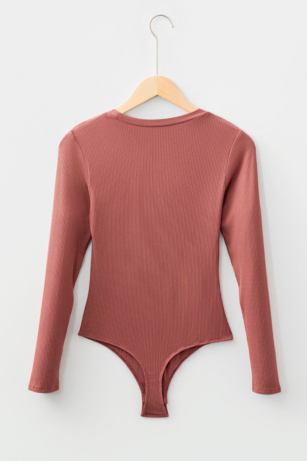 Solid Ribbed Round Neck Long Sleeve Bodysuit