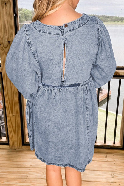 Denim Light Wash Pocketed Dress