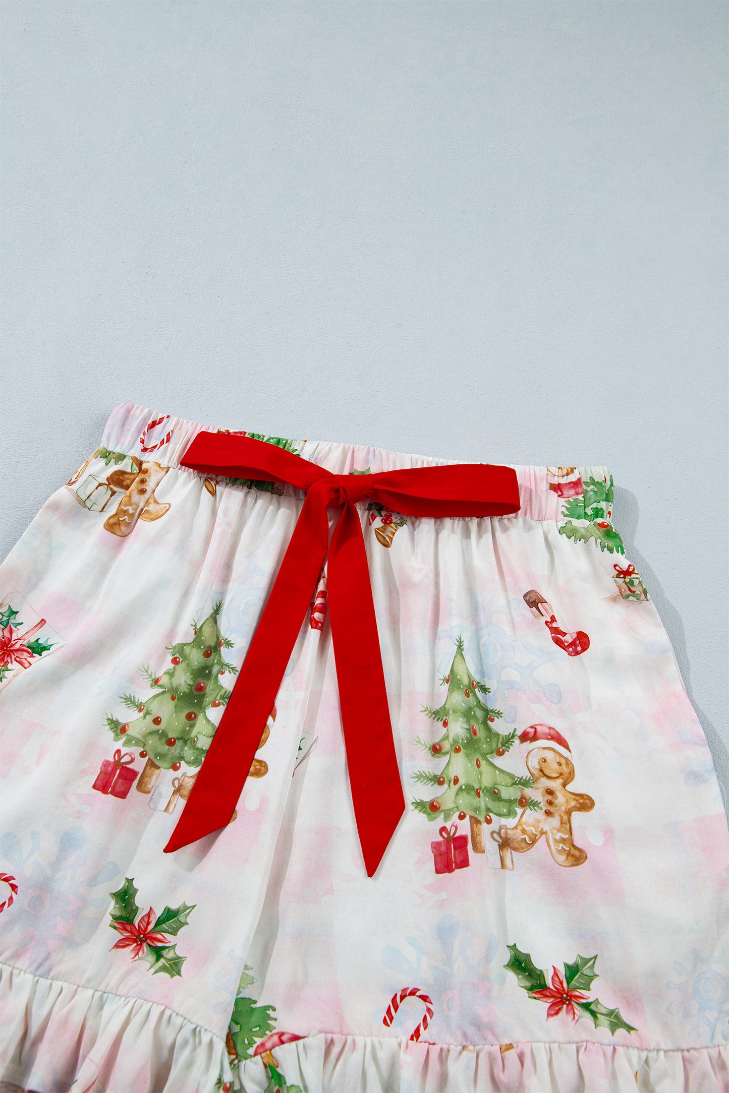 Christmas Bow Tie Long Sleeve Top & Shorts Pajama Set