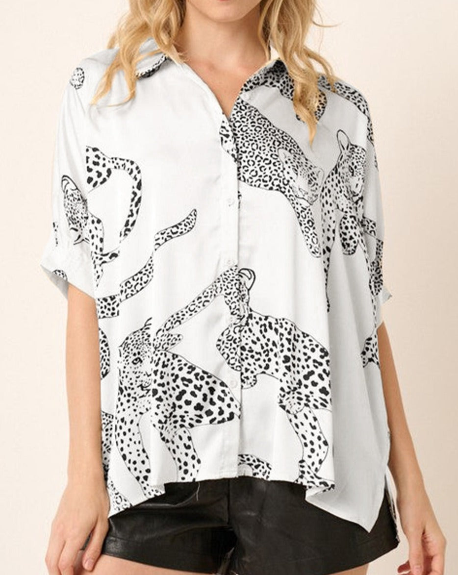 Cheetah Buttoned Short Sleeve Shirt