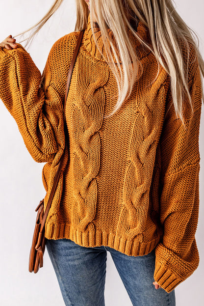 Cable Knit Turtleneck Sweater