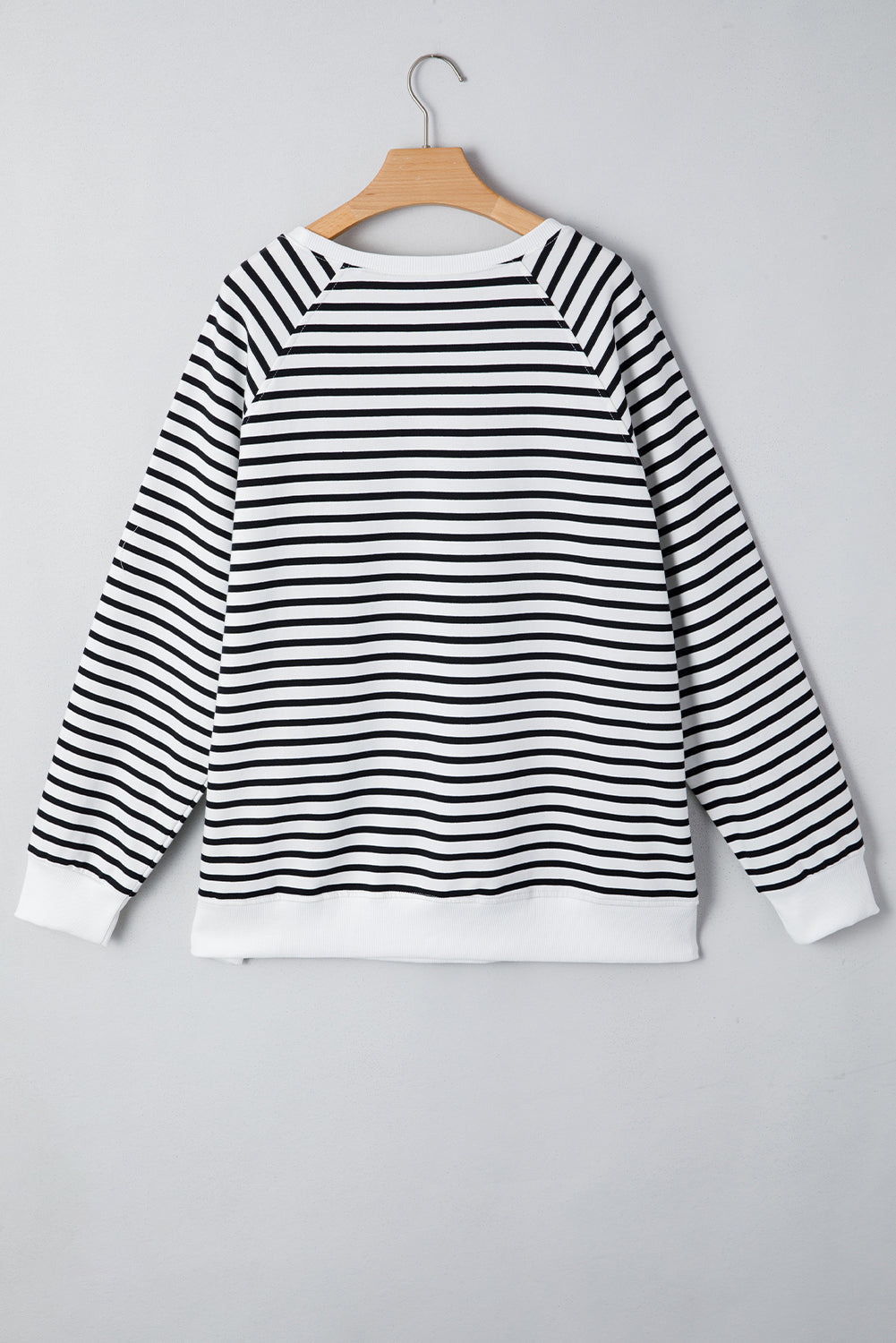 Stripe Raglan Sleeve Side Slit Sweatshirt