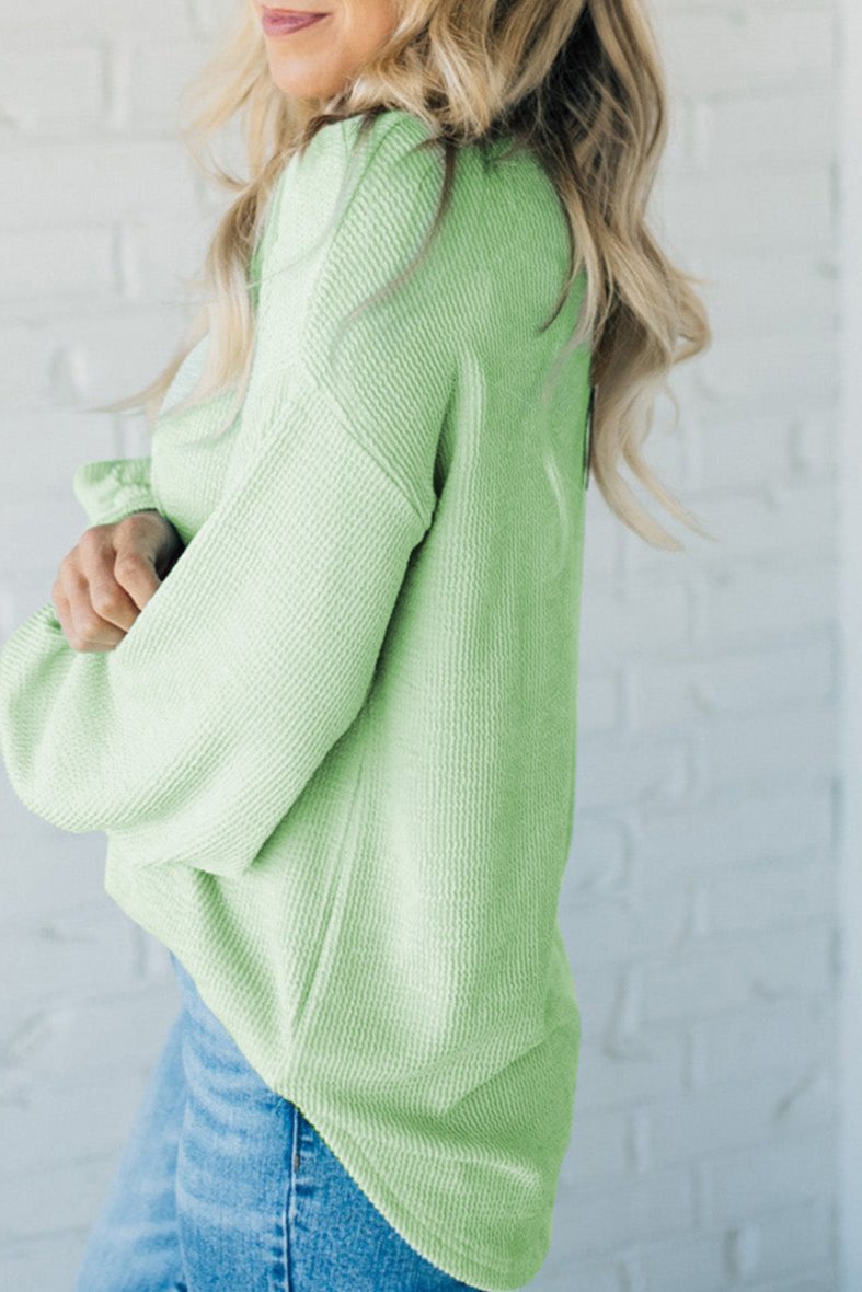 Corded Long Sleeve Pullover Top