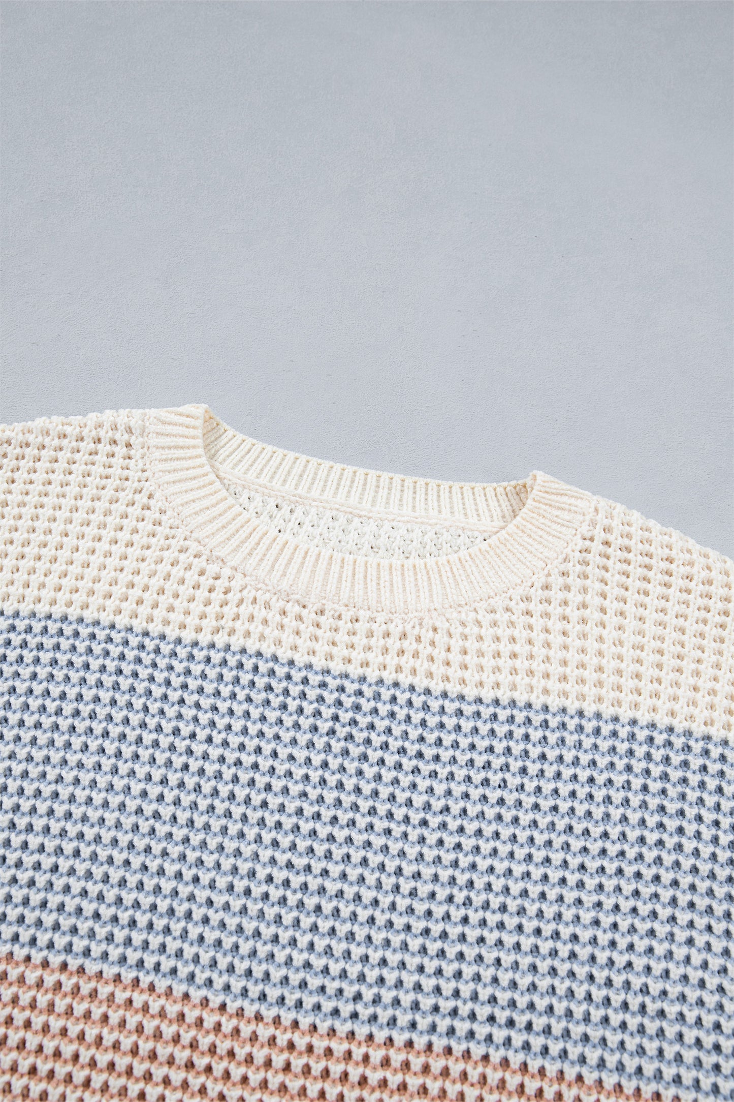 Colorblock Stripe Drop Shoulder Round Neck Sweater