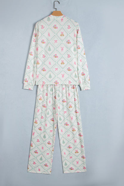 Christmas Patchwork Henley Top & Pant Pajama Set