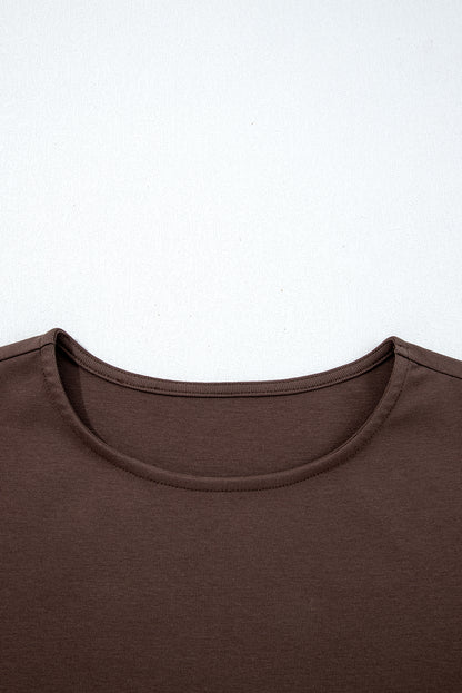 Patchwork Knit Short Sleeve Pleated Maxi Dress