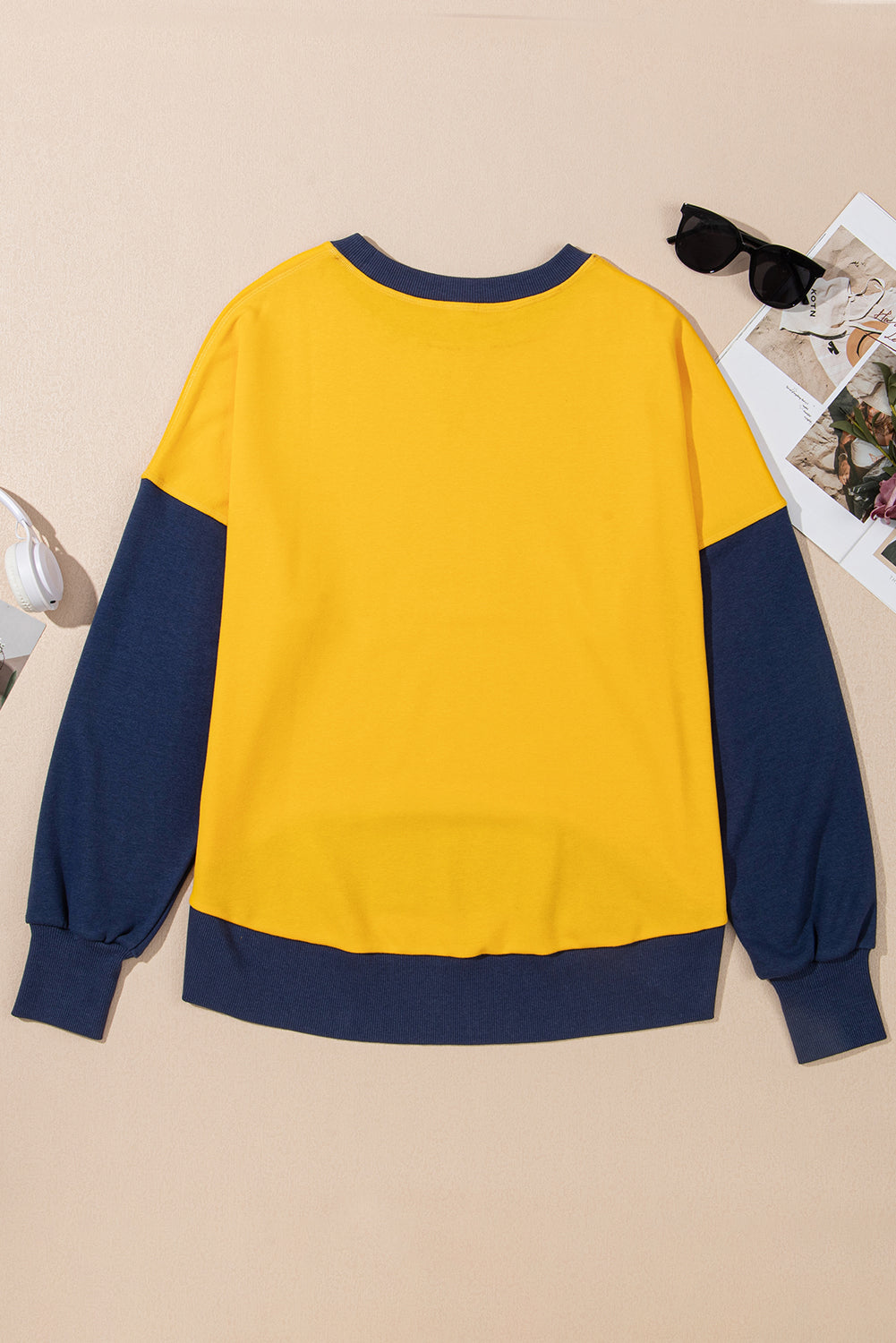 Colorblock Thumbhole Sleeve Sweatshirt