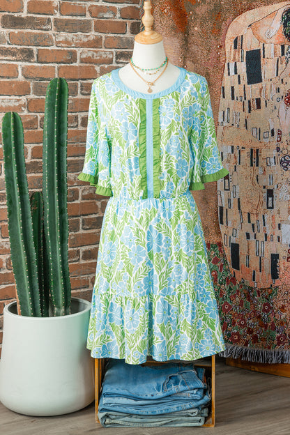 Floral High Waist Ruffle Mini Dress