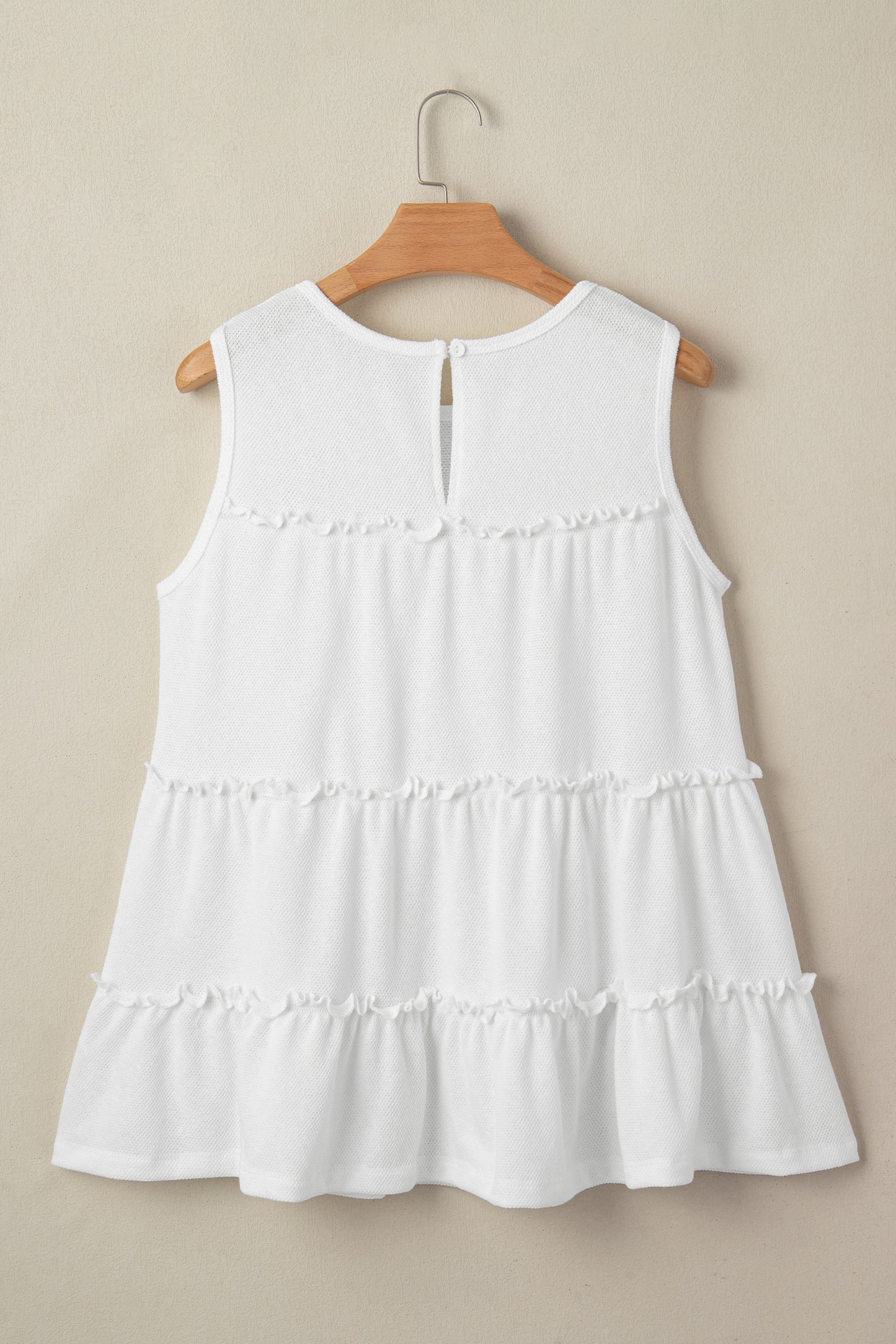 Solid Frilled Ruffle Tiered Tank Top