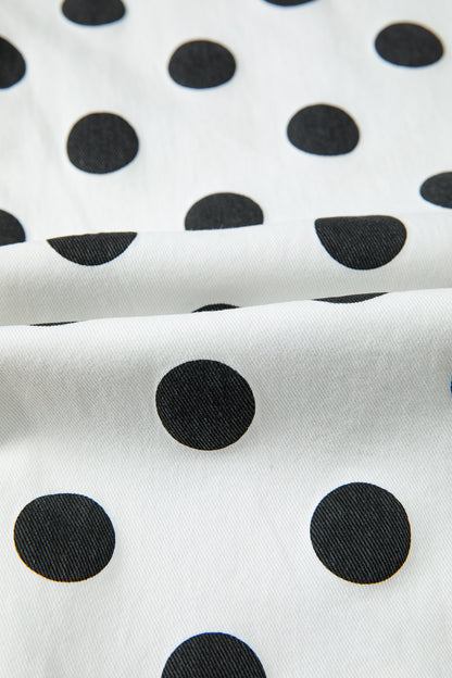 Polka Dot Denim Bow Pocket Barrel Leg Jeans