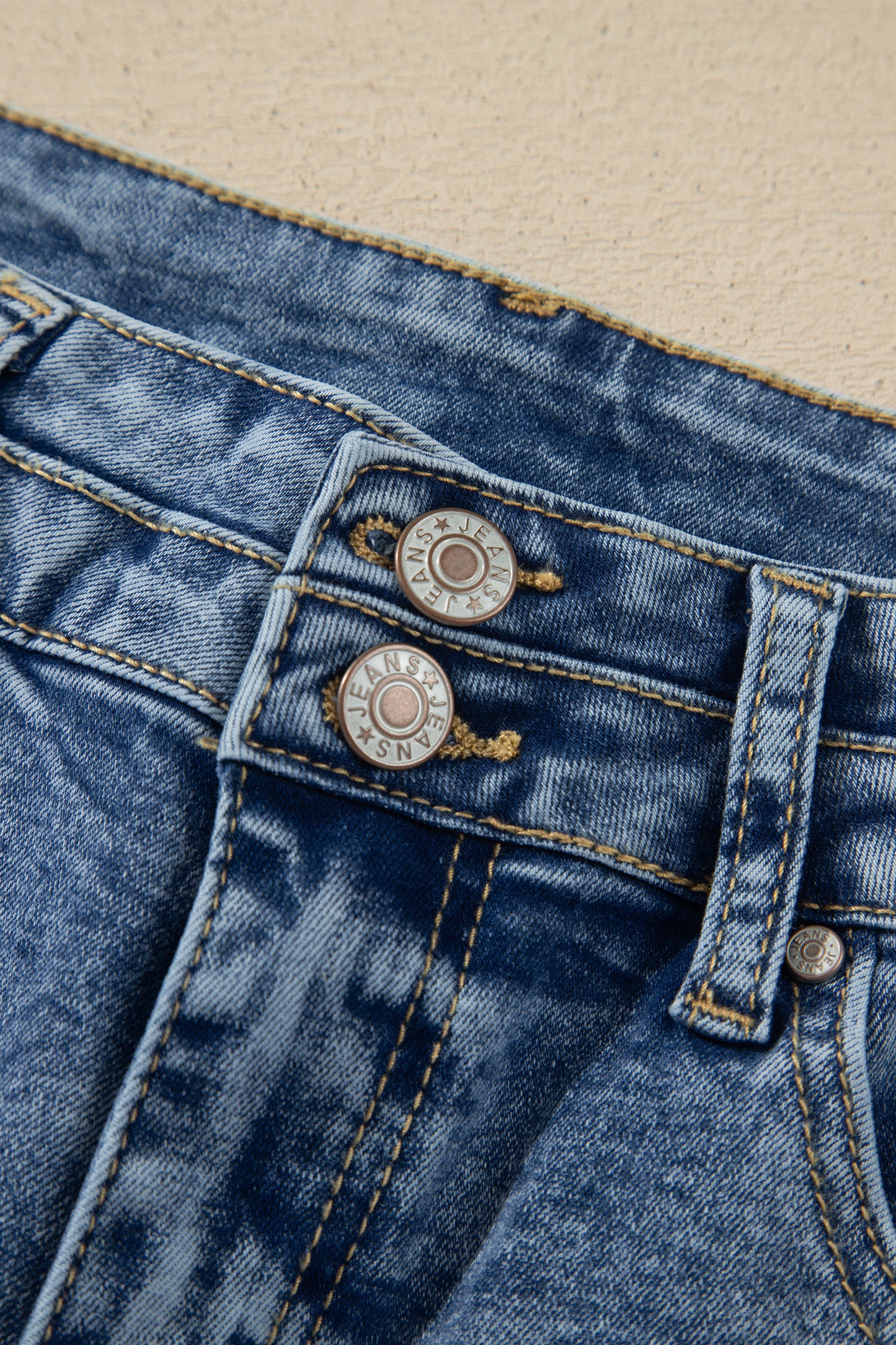 Denim Acid Wash Pockets Flare Jeans