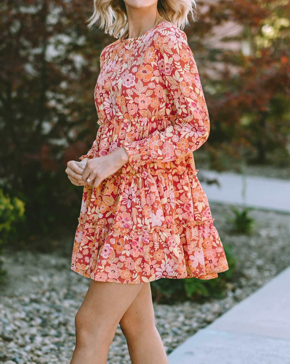 Floral Ruffle Tiered Mini Dress