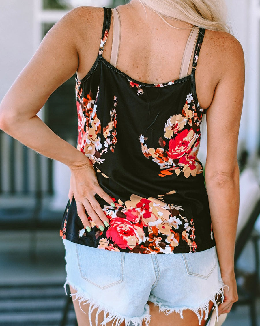 Floral Adjustable Spaghetti Strap Top