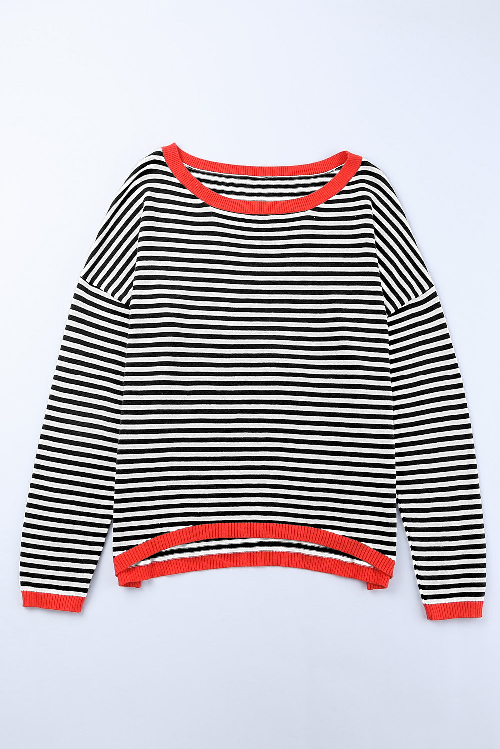 Stripe Contrast Drop Shoulder Sweater