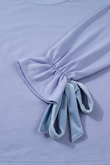 Flounce Long Sleeve Top and Drawstring Pants Set