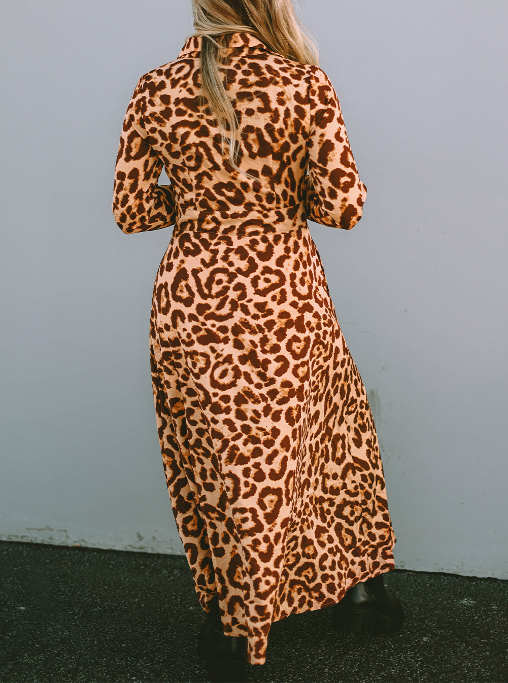 Leopard Long Sleeve Maxi Dress